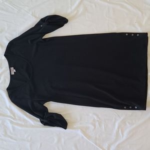 J. Jill perfect pima cotton black 3/4 sleeve midi knee length dress medium